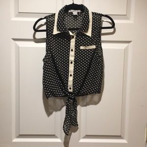 Semi-Sheet Polka Dot Tie-Up Blouse